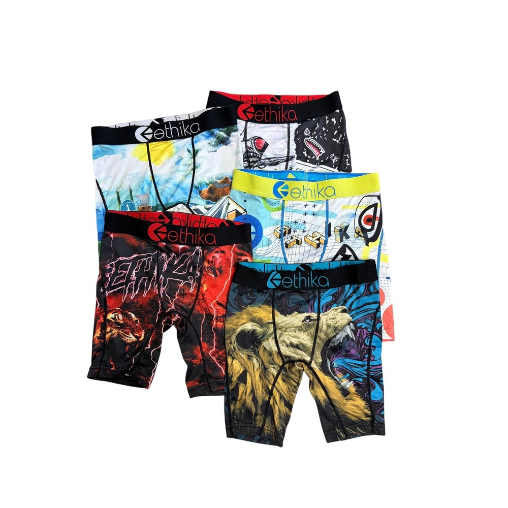Ethika Boys The Staple Boxer Briefs 5 Pack Graphic Underwear Assorted Medium